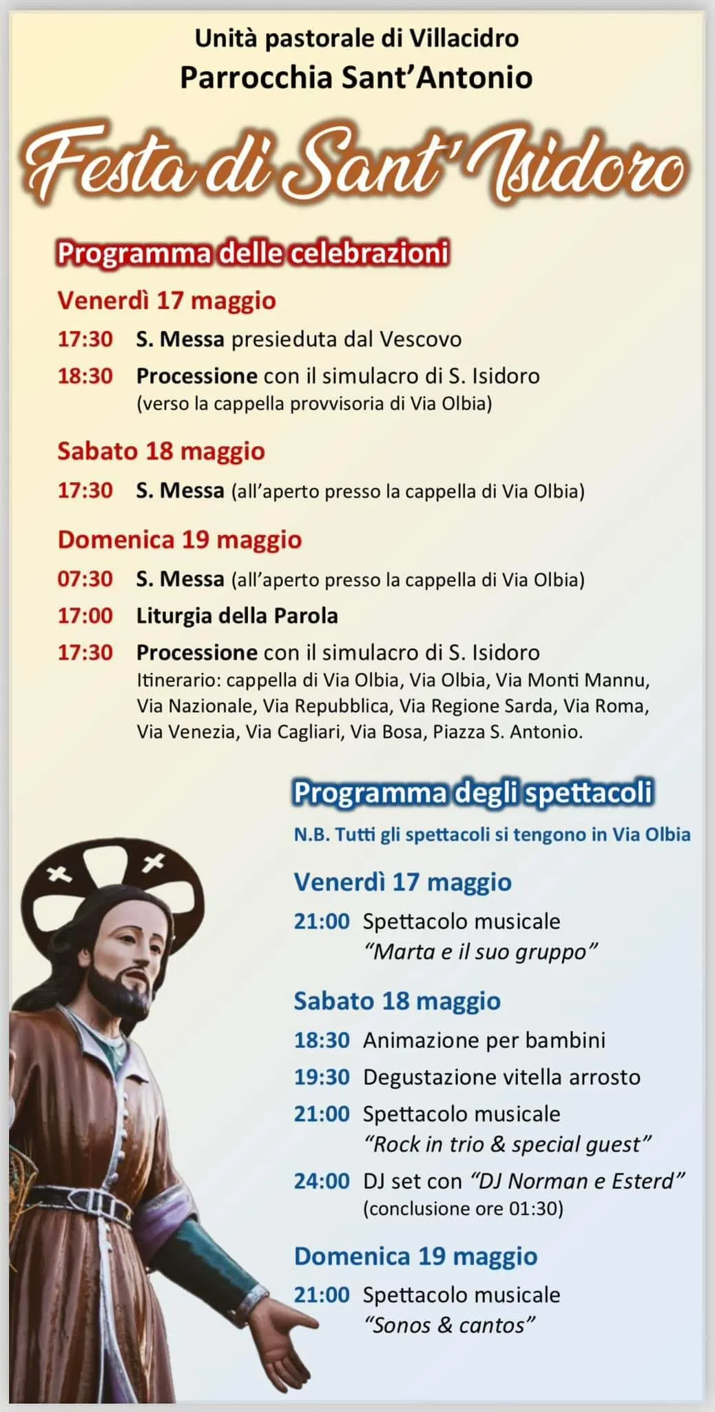 FESTA DI SANT'ISIDORO. 17 - 18 e 19 Maggio 2024