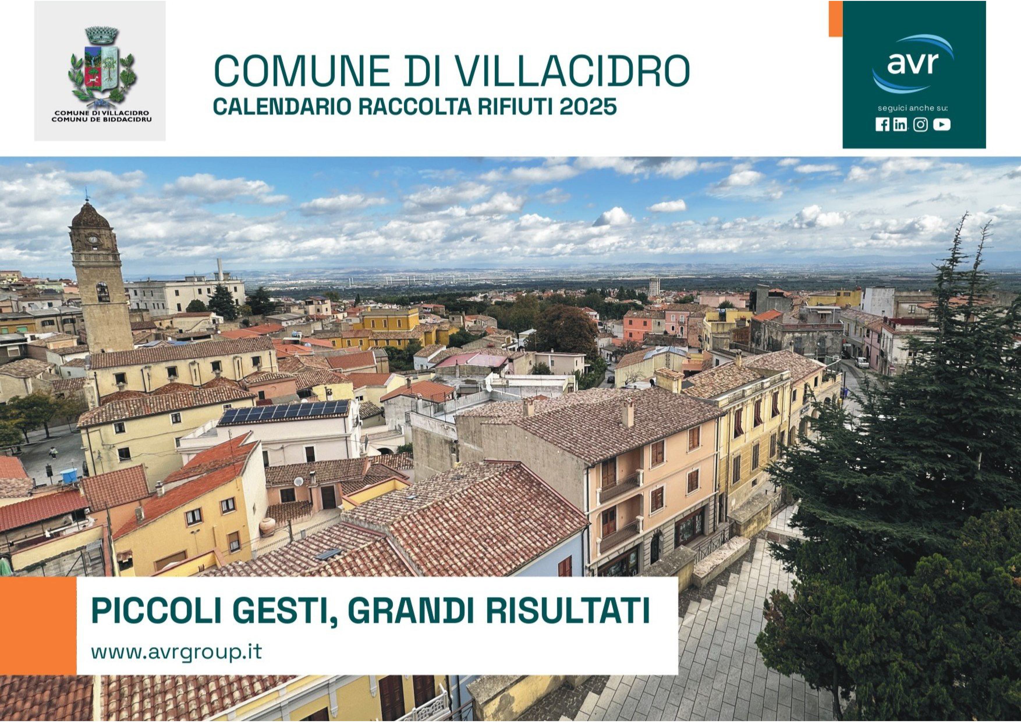 CONSEGNA CALENDARIO RACCOLTA RIFIUTI 2025 - COMUNE DI VILLACIDRO