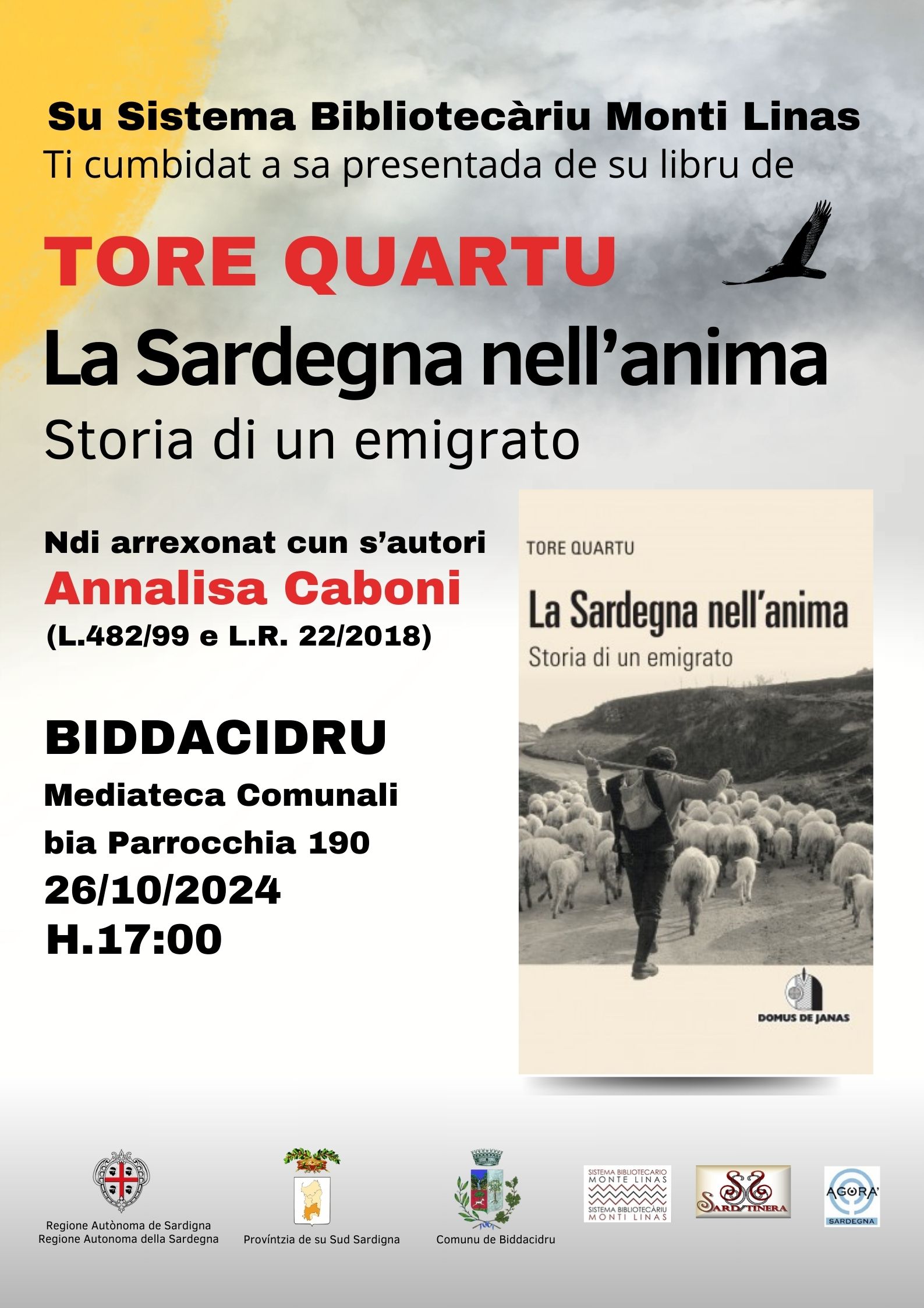 Presentazione del libro di Tore Quartu “La Sardegna nell'anima. Storia di un emigrato”